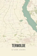 Retro Dutch city map of Terwolde located in Gelderland. Vintage street map.