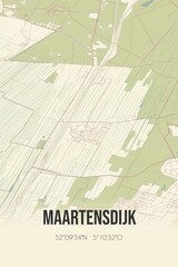 Retro Dutch city map of Maartensdijk located in Utrecht. Vintage street map.