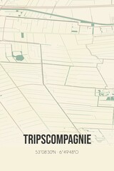 Retro Dutch city map of Tripscompagnie located in Groningen. Vintage street map.