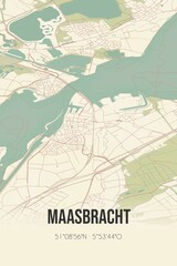 Retro Dutch city map of Maasbracht located in Limburg. Vintage street map.