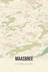Retro Dutch city map of Maasbree located in Limburg. Vintage street map.