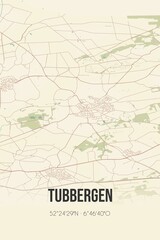 Retro Dutch city map of Tubbergen located in Overijssel. Vintage street map.