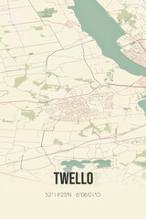 Retro Dutch city map of Twello located in Gelderland. Vintage street map.