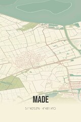 Retro Dutch city map of Made located in Noord-Brabant. Vintage street map.