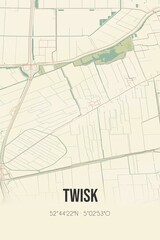 Fototapeta premium Retro Dutch city map of Twisk located in Noord-Holland. Vintage street map.