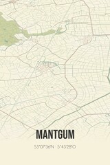 Obraz premium Retro Dutch city map of Mantgum located in Fryslan. Vintage street map.