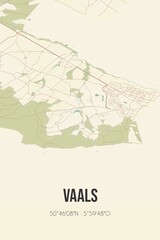 Retro Dutch city map of Vaals located in Limburg. Vintage street map.