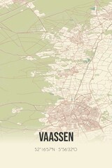 Retro Dutch city map of Vaassen located in Gelderland. Vintage street map.