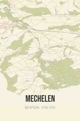 Retro Dutch city map of Mechelen located in Limburg. Vintage street map.