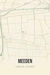 Retro Dutch city map of Meeden located in Groningen. Vintage street map. - obrazy, fototapety, plakaty