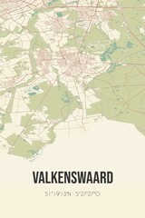 Retro Dutch city map of Valkenswaard located in Noord-Brabant. Vintage street map.