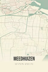 Retro Dutch city map of Meedhuizen located in Groningen. Vintage street map.