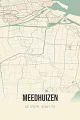 Obraz premium Retro Dutch city map of Meedhuizen located in Groningen. Vintage street map.