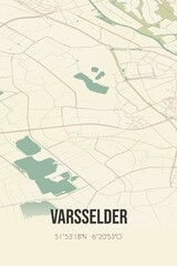 Retro Dutch city map of Varsselder located in Gelderland. Vintage street map.