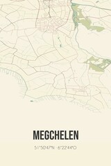 Retro Dutch city map of Megchelen located in Gelderland. Vintage street map.
