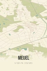 Retro Dutch city map of Meijel located in Limburg. Vintage street map.