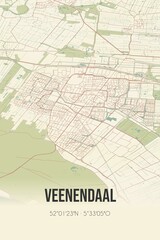 Retro Dutch city map of Veenendaal located in Utrecht. Vintage street map.