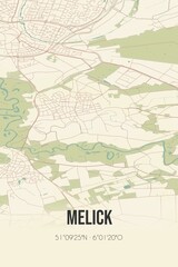 Obraz premium Retro Dutch city map of Melick located in Limburg. Vintage street map.