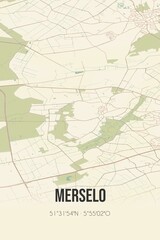 Retro Dutch city map of Merselo located in Limburg. Vintage street map.