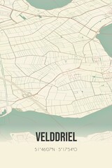 Obraz premium Retro Dutch city map of Velddriel located in Gelderland. Vintage street map.