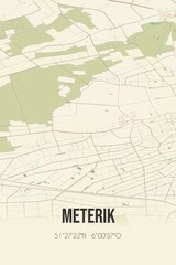 Retro Dutch city map of Meterik located in Limburg. Vintage street map.