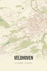 Retro Dutch city map of Veldhoven located in Noord-Brabant. Vintage street map.