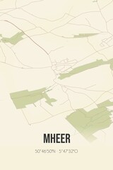 Retro Dutch city map of Mheer located in Limburg. Vintage street map.