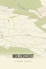 Retro Dutch city map of Molenschot located in Noord-Brabant. Vintage street map.
