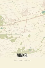 Retro Dutch city map of Vinkel located in Noord-Brabant. Vintage street map.
