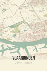 Retro Dutch city map of Vlaardingen located in Zuid-Holland. Vintage street map.
