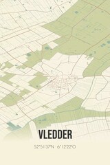 Retro Dutch city map of Vledder located in Drenthe. Vintage street map.