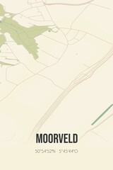 Retro Dutch city map of Moorveld located in Limburg. Vintage street map.