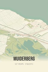 Retro Dutch city map of Muiderberg located in Noord-Holland. Vintage street map.