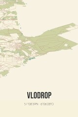 Retro Dutch city map of Vlodrop located in Limburg. Vintage street map.