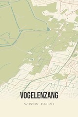 Retro Dutch city map of Vogelenzang located in Noord-Holland. Vintage street map.