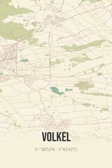 Retro Dutch city map of Volkel located in Noord-Brabant. Vintage street map.
