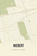 Retro Dutch city map of Niebert located in Groningen. Vintage street map.