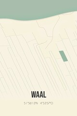 Retro Dutch city map of Waal located in Zuid-Holland. Vintage street map.