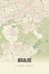 Retro Dutch city map of Waalre located in Noord-Brabant. Vintage street map.