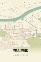Fototapeta premium Retro Dutch city map of Waalwijk located in Noord-Brabant. Vintage street map.