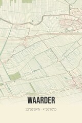 Retro Dutch city map of Waarder located in Zuid-Holland. Vintage street map.