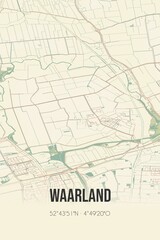 Retro Dutch city map of Waarland located in Noord-Holland. Vintage street map.