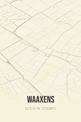 Fototapeta premium Retro Dutch city map of Waaxens located in Fryslan. Vintage street map.