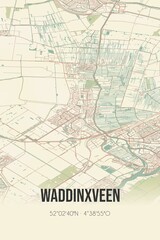 Fototapeta na wymiar Retro Dutch city map of Waddinxveen located in Zuid-Holland. Vintage street map.
