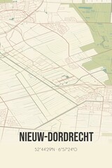 Retro Dutch city map of Nieuw-Dordrecht located in Drenthe. Vintage street map.