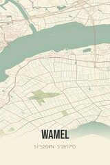 Obraz premium Retro Dutch city map of Wamel located in Gelderland. Vintage street map.