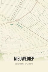 Retro Dutch city map of Nieuwediep located in Drenthe. Vintage street map.