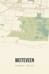 Fototapeta na wymiar Retro Dutch city map of Weiteveen located in Drenthe. Vintage street map.
