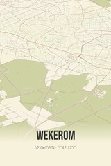 Retro Dutch city map of Wekerom located in Gelderland. Vintage street map.