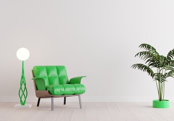Fototapeta na wymiar modern luxury aesthetics living room with coach and sofa Green tree and table lamp